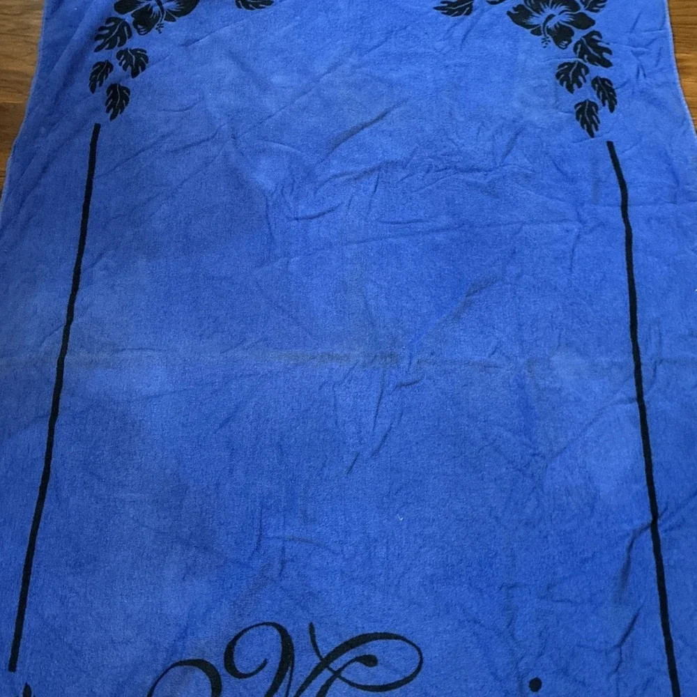 Hawaii Vintage Beach Towel Hawaiian Islands Maui Cotton Blue Souvenir 40x64
